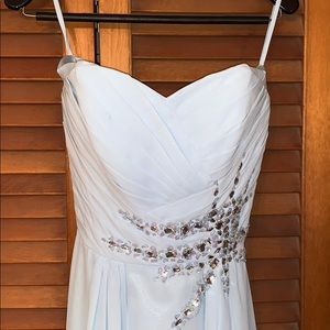 Light blue long prom dress